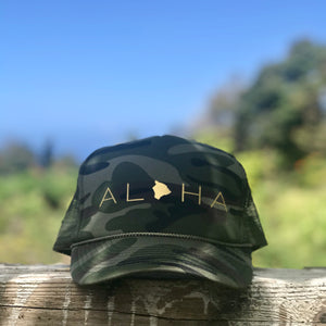 Aloha Big Island Camo Trucker Hat