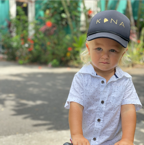 Kona Big Island Black Trucker Hat - Keiki