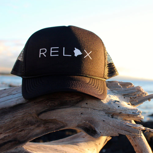 Relax Big Island Black Trucker Hat