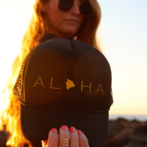 Aloha Big Island Black Trucker Hat