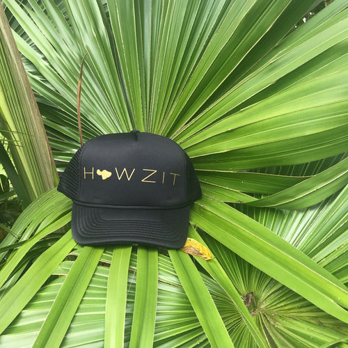 Howzit Maui Black Trucker Hat