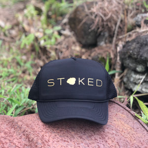 Stoked Kauai Black Trucker Hat