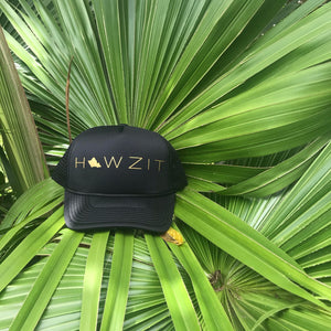 Howzit Oahu Black Trucker Hat
