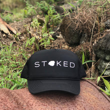 Load image into Gallery viewer, Stoked Kauai Black Trucker Hat