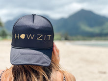 Load image into Gallery viewer, Howzit Kauai Black Trucker Hat