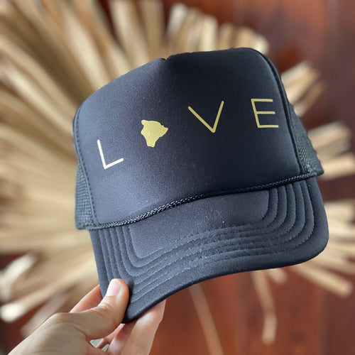 Love Big Island Black Trucker Hat