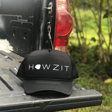 Load image into Gallery viewer, Howzit Kauai Black Trucker Hat