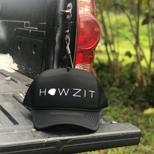 Howzit Kauai Black Trucker Hat