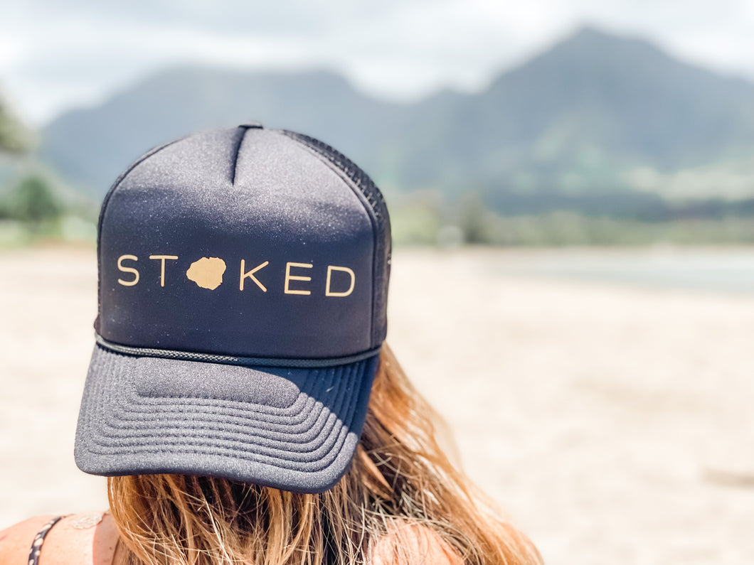 Stoked Kauai Black Trucker Hat